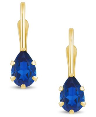 Gemstone Leverback Earrings in 10K Yellow Gold