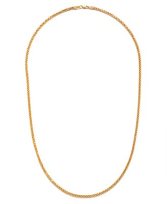 Square Wheat Link 22" Chain Necklace in 14k Gold