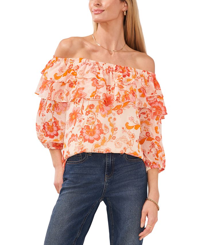 Vince camuto ruffle off the shoulder top sales
