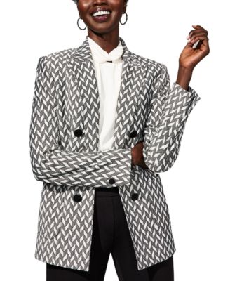Anne Klein - Women's Chevron Knit Faux-Double-Breasted Jacket