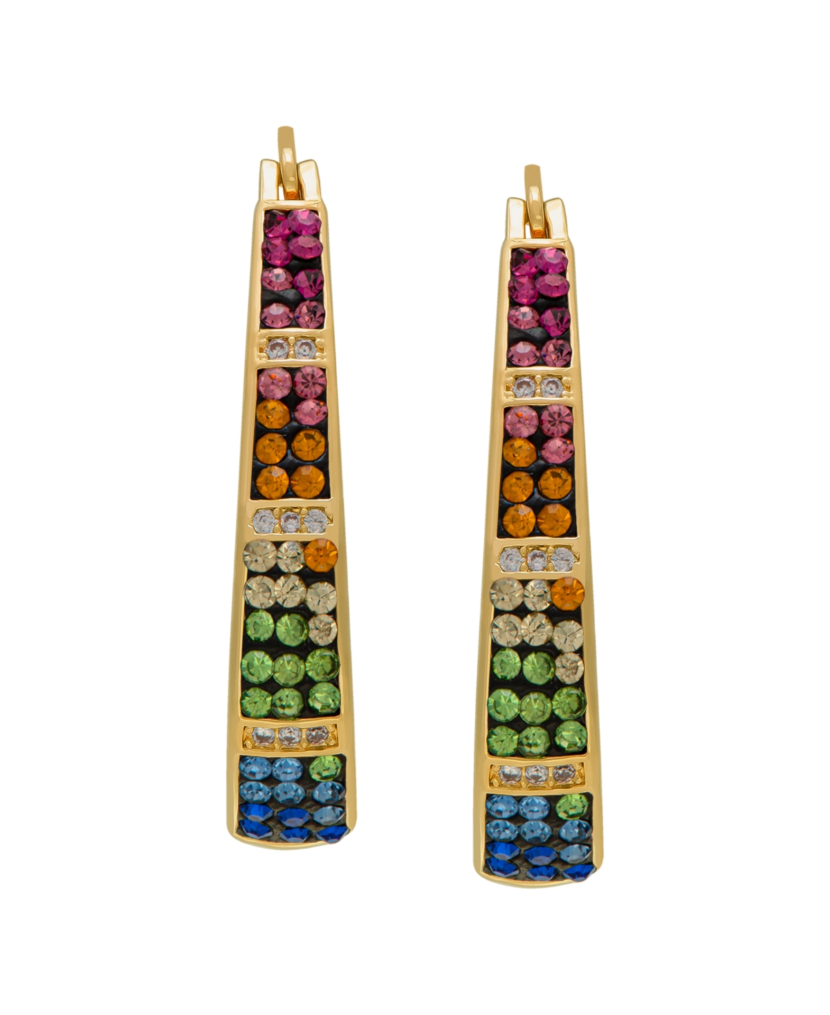 Macy's Women's Color Crystal Hoop Earrings In Gold