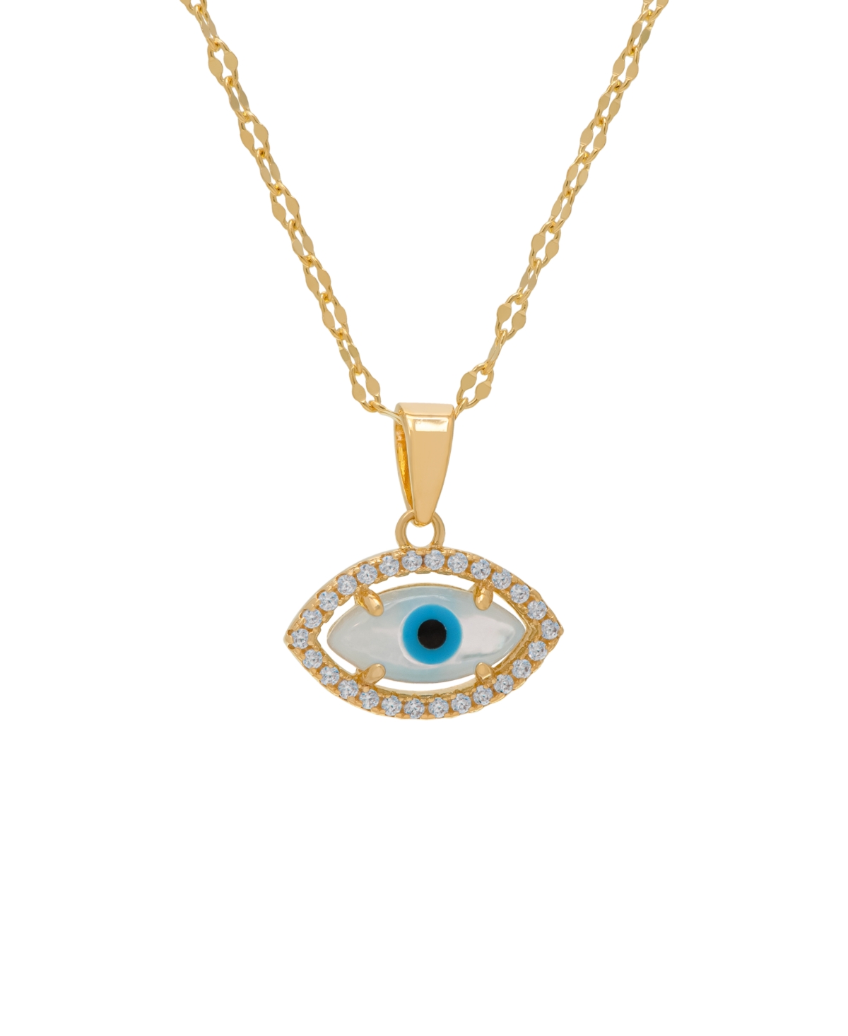 Macy's Mother Of Pearl And Cubic Zirconia Evil Eye Pendant In Gold