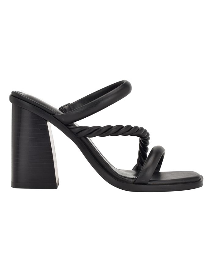 Guess Women's Barper Heeled Sandal - Faux Wood Block Heel, Puffy Straps, 3.54" Heel, Square Toe 10 thumbnail image