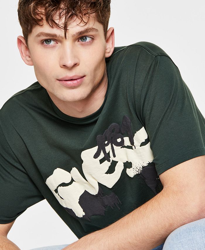 GUESS Men's Eco Raised Graffiti Logo Print TShirt & Reviews TShirts