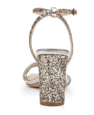 Women's Gem Wavy Ornament Block Heel Evening Sandals