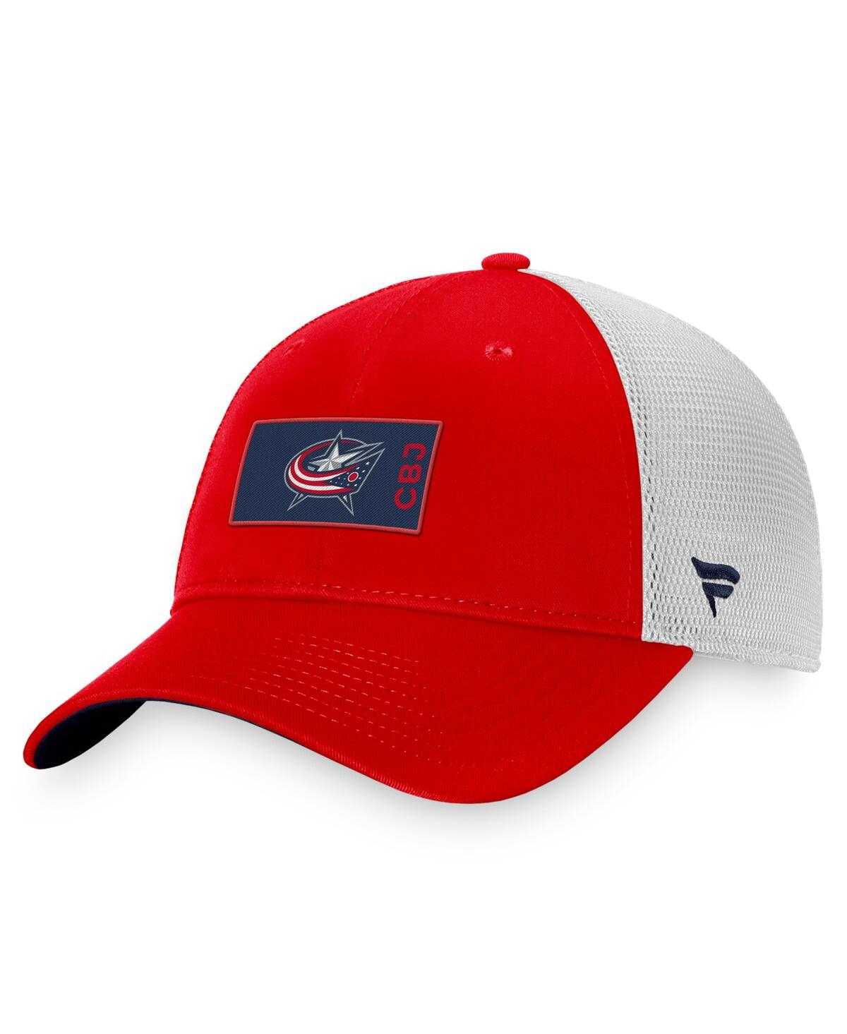 Men's Fanatics Red, White Columbus Blue Jackets Authentic Pro Rink Trucker Snapback Hat - Red, White