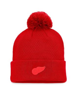 Women's Red Detroit Red Wings Authentic Pro Road Cuffed Knit Hat with Pom