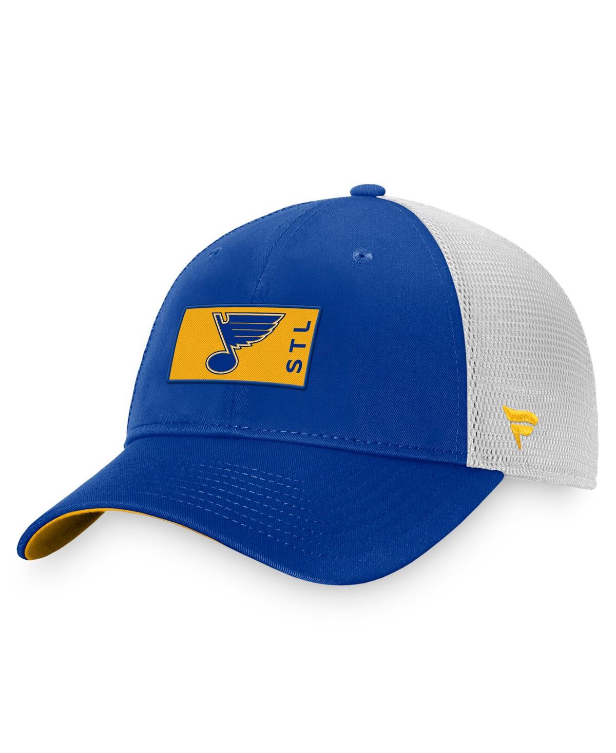 Shop Fanatics Men's  Blue, White St. Louis Blues Authentic Pro Rink Trucker Snapback Hat In Blue,white