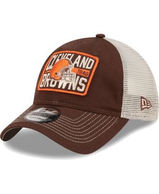 Men's Brown and Natural Cleveland Browns Devoted Trucker 9TWENTY Snapback  Hat