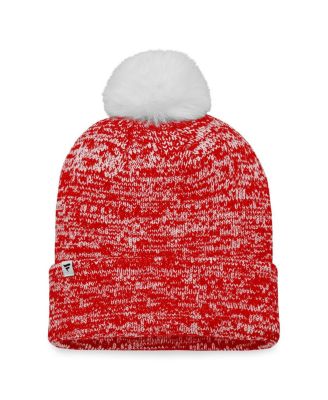 Women's Red Chicago Blackhawks Glimmer Cuffed Knit Hat with Pom