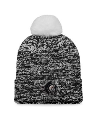 Women's Black Ottawa Senators Glimmer Cuffed Knit Hat with Pom