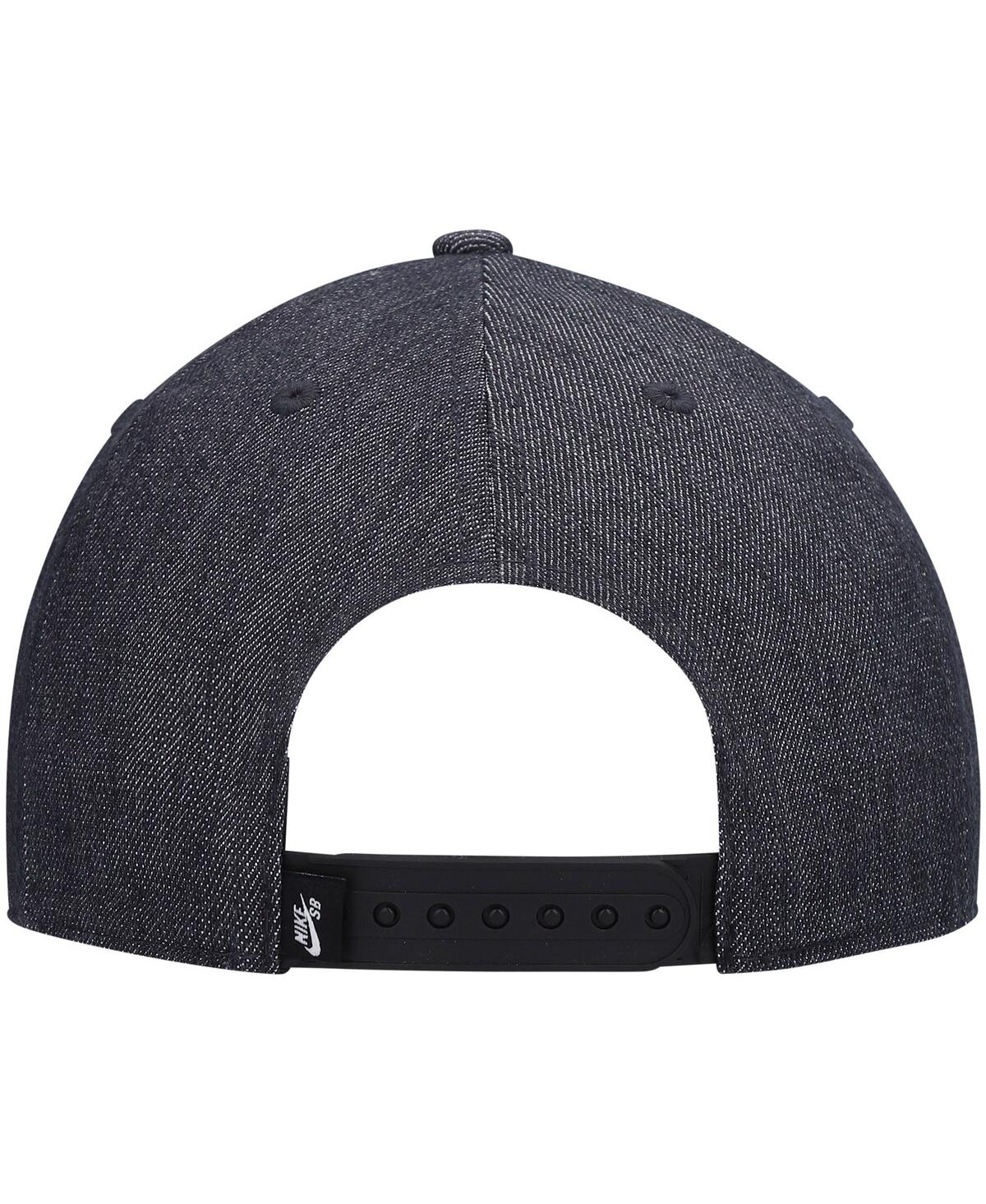Nike Men's  Skateboard Heathered Black Faux Denim Snapback Hat In Heathered Black