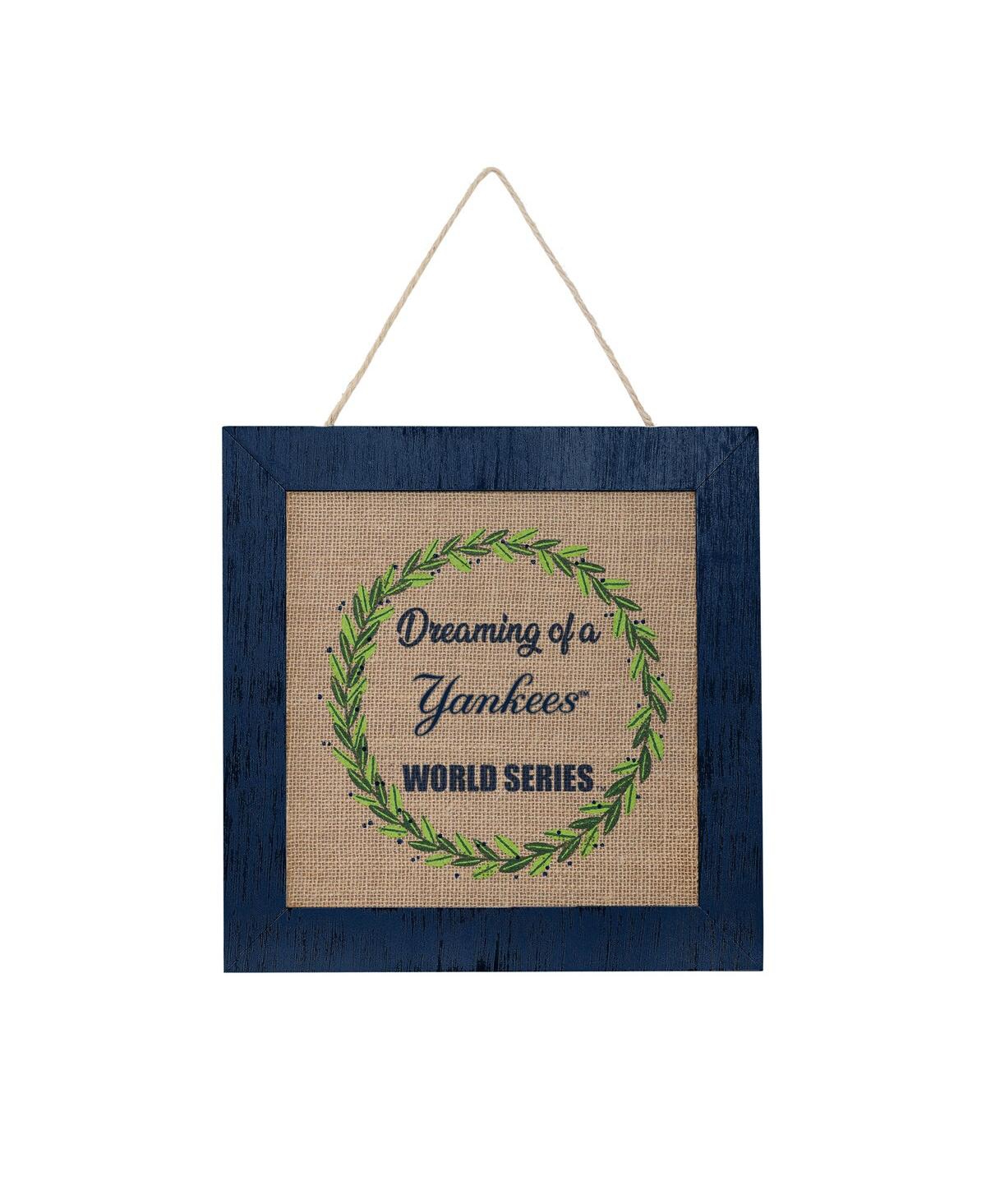 Shop Foco New York Yankees 12'' Double-sided Burlap Sign In Navy