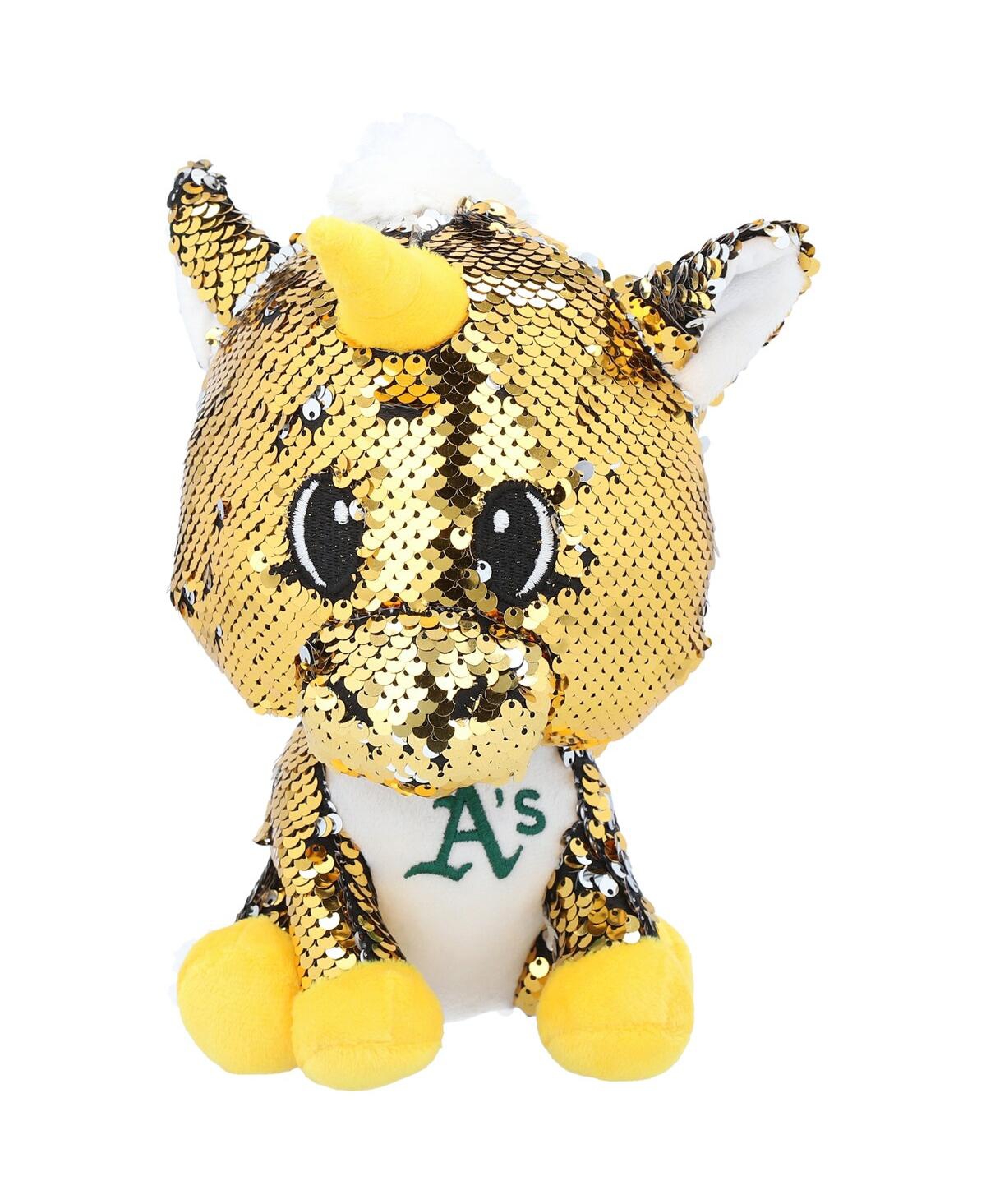 Foco Kids' Oakland Athletics 9'' Sequin Unicorn Plush Toy In Gold