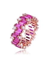 Genevive Sterling Silver 18KRose Plated Cubic Zirconia Ring - Ruby