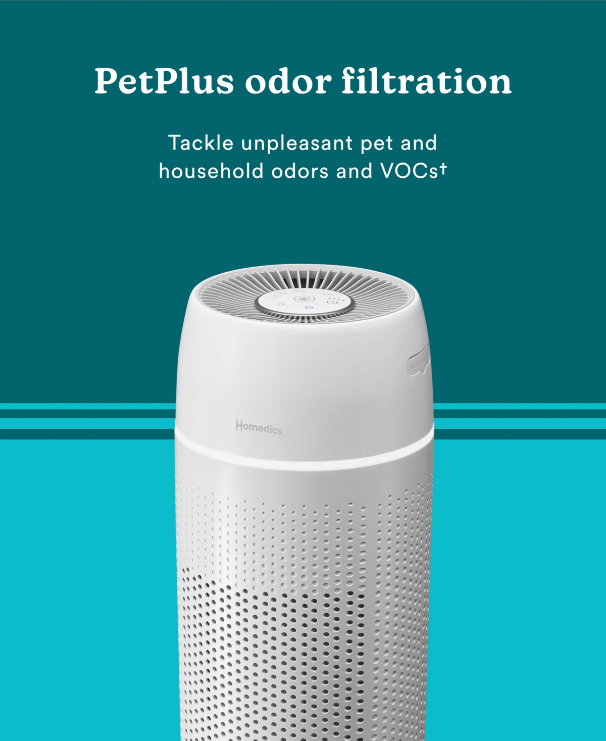 Homedics TotalClean PetPlus 5-in-1 Tower Air Purifier with Uv-c Light for Rooms