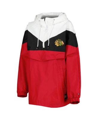 Women's Black, Red Chicago Blackhawks Staci Half-Zip Windbreaker Jacket