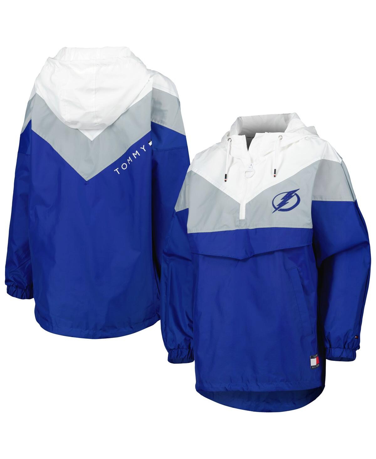 Shop Tommy Hilfiger Women's  Blue, Silver Tampa Bay Lightning Staci Half-zip Windbreaker Jacket In Blue,silver