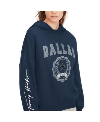 Women's Navy Dallas Cowboys Becca Dropped Shoulders Pullover Hoodie