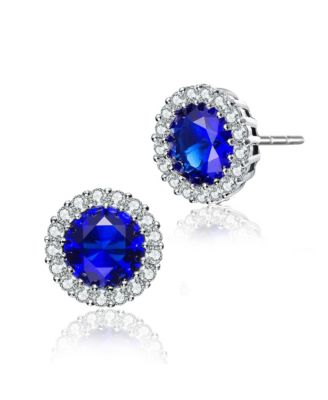 Sterling Silver with Colored Cubic Zirconia Stud Earrings