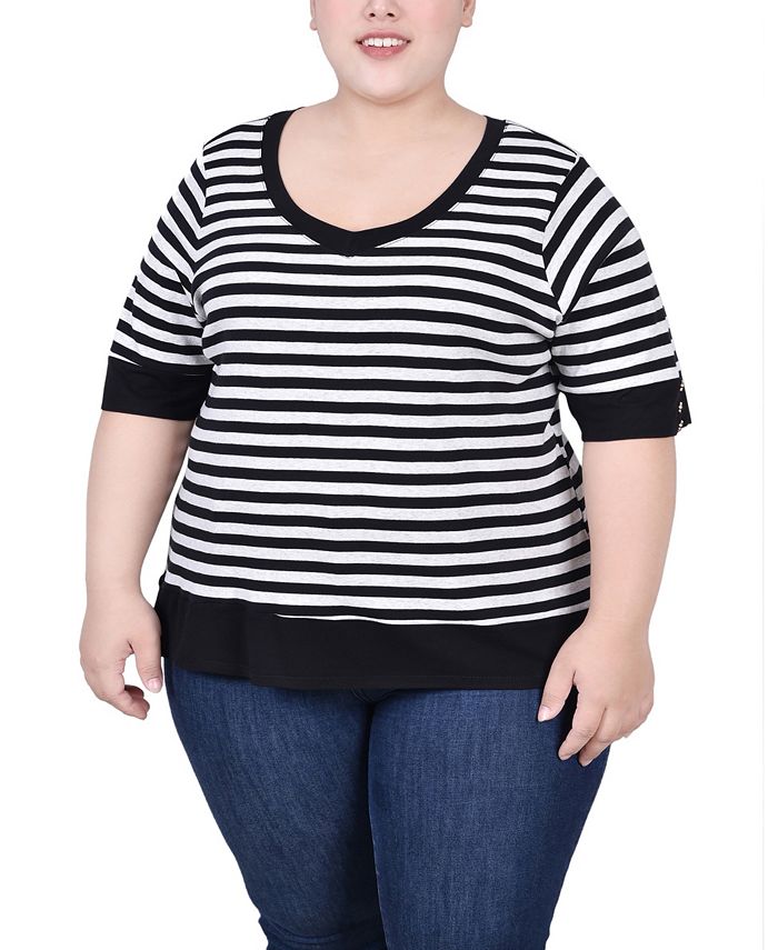 NY Collection Plus Size Elbow Sleeve Top Macy's