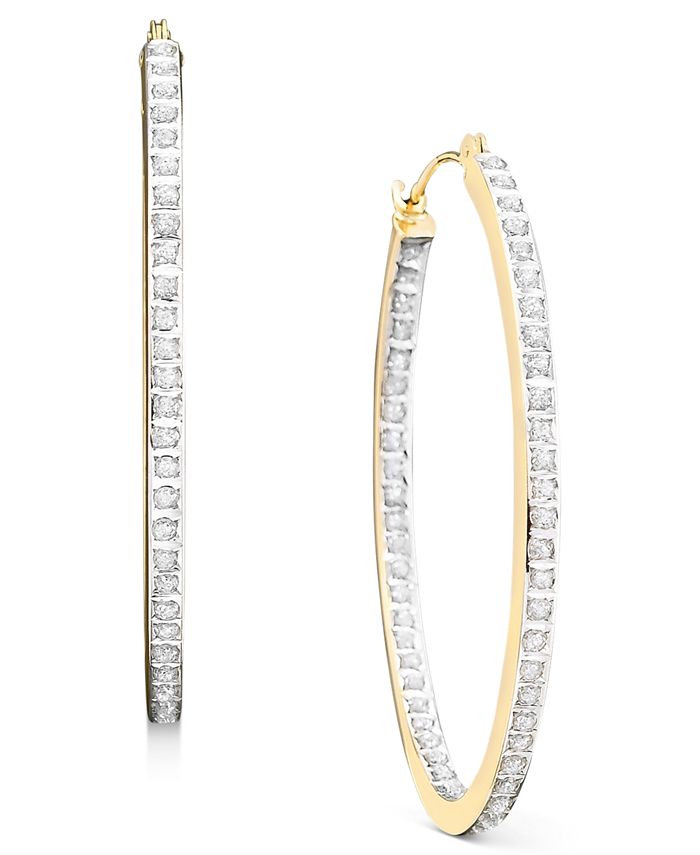 Diamond Fascination 14k White or Yellow Gold Earrings, Diamond Accent