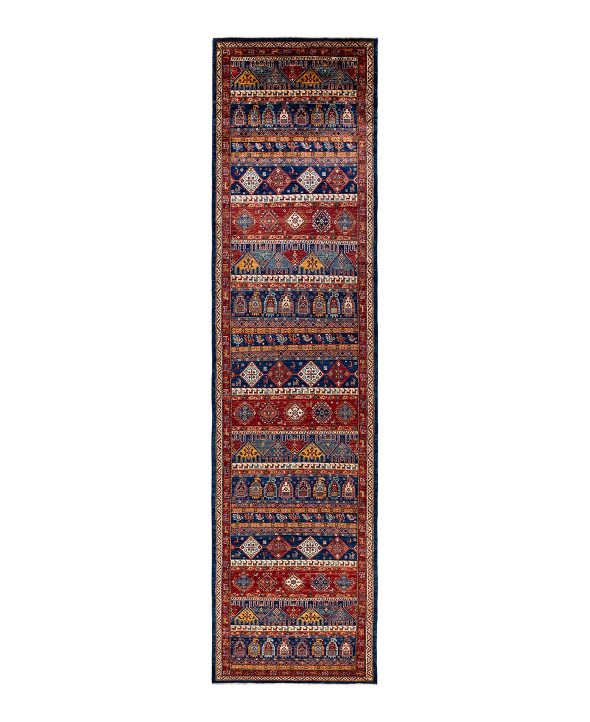 Adorn Hand Woven Rugs Serapi M1973 4' X 17'2" Runner Area Rug In Blue
