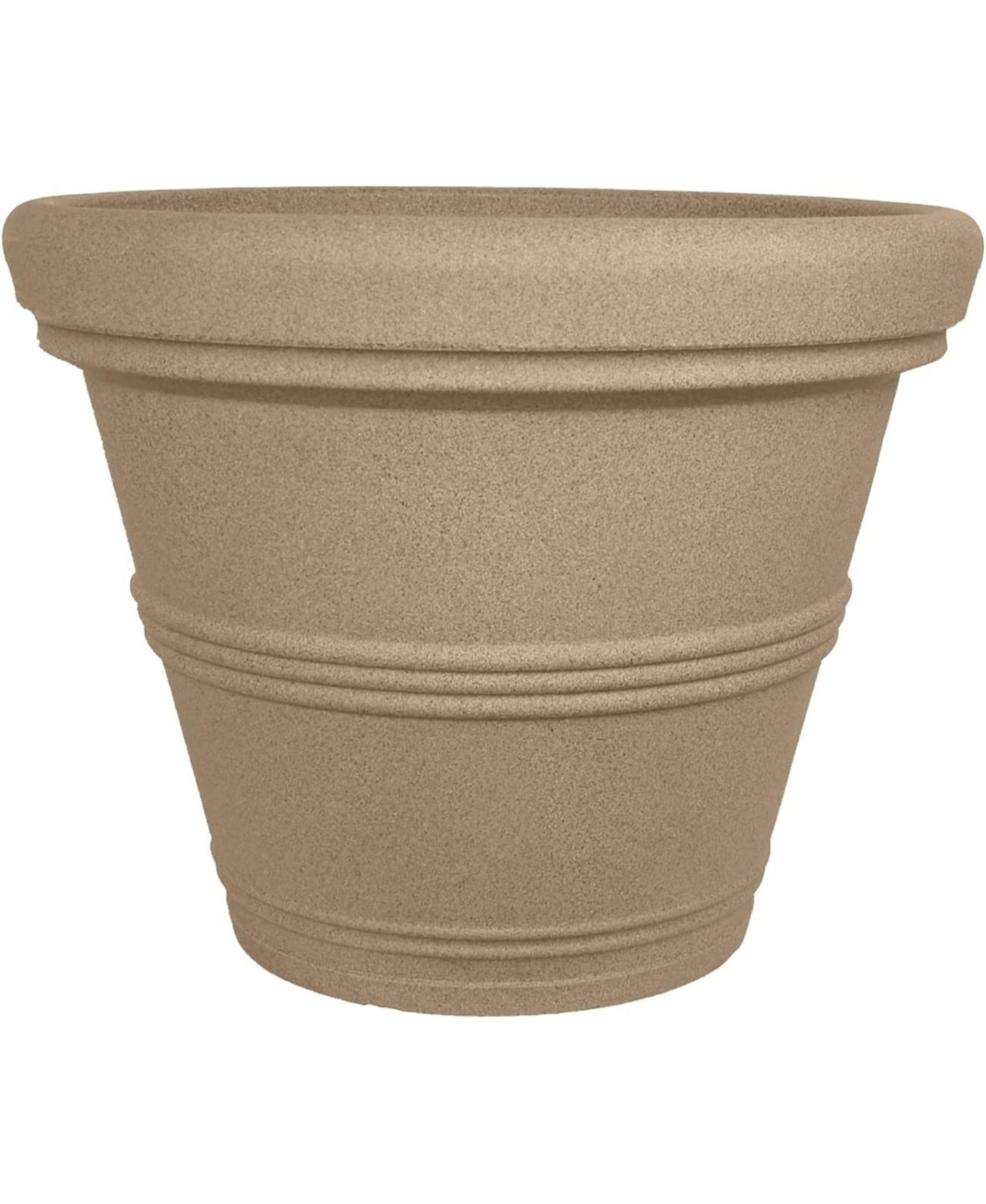 Rolled Rim Plastic Garden Pot, Sandstone, 13.5in - Brown