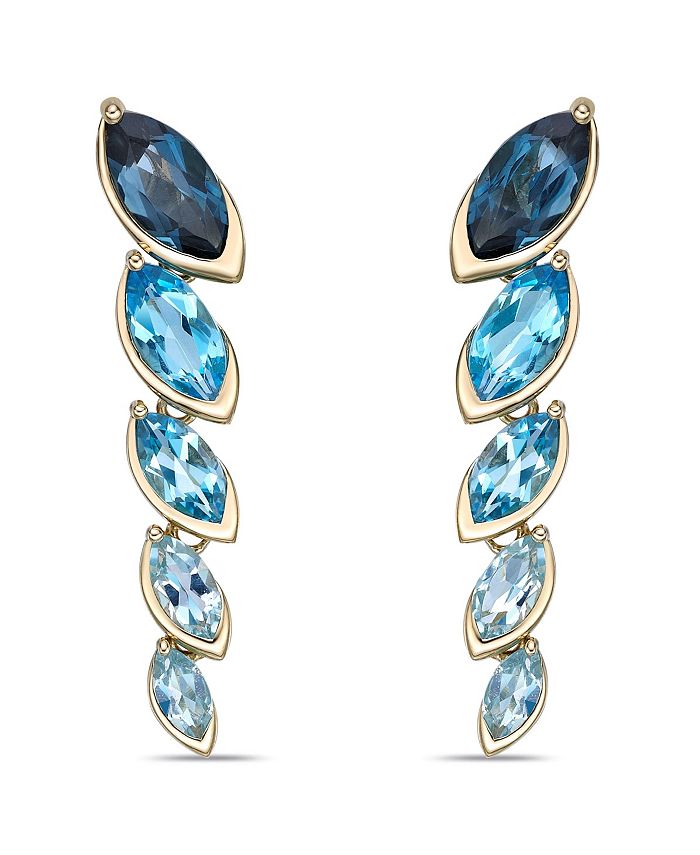 Macy s Elegant Ombre Blue Topaz Marquise Bezel Set Drop Earrings