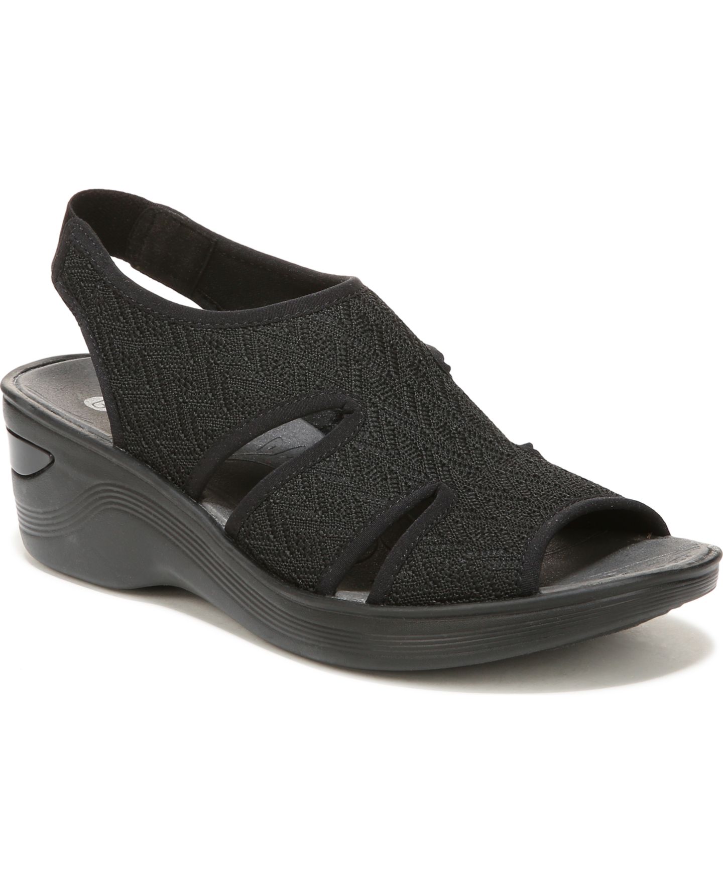 Женские сандалии Bzees Daytona Washable Slingback Wedge, цвет: Чёрный вязаный — фото 1