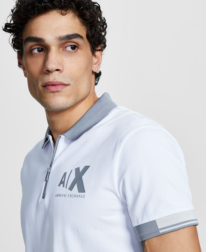 AX Armani Exchange Men's Modern LogoPrint QuarterZip Polo Shirt Macy's
