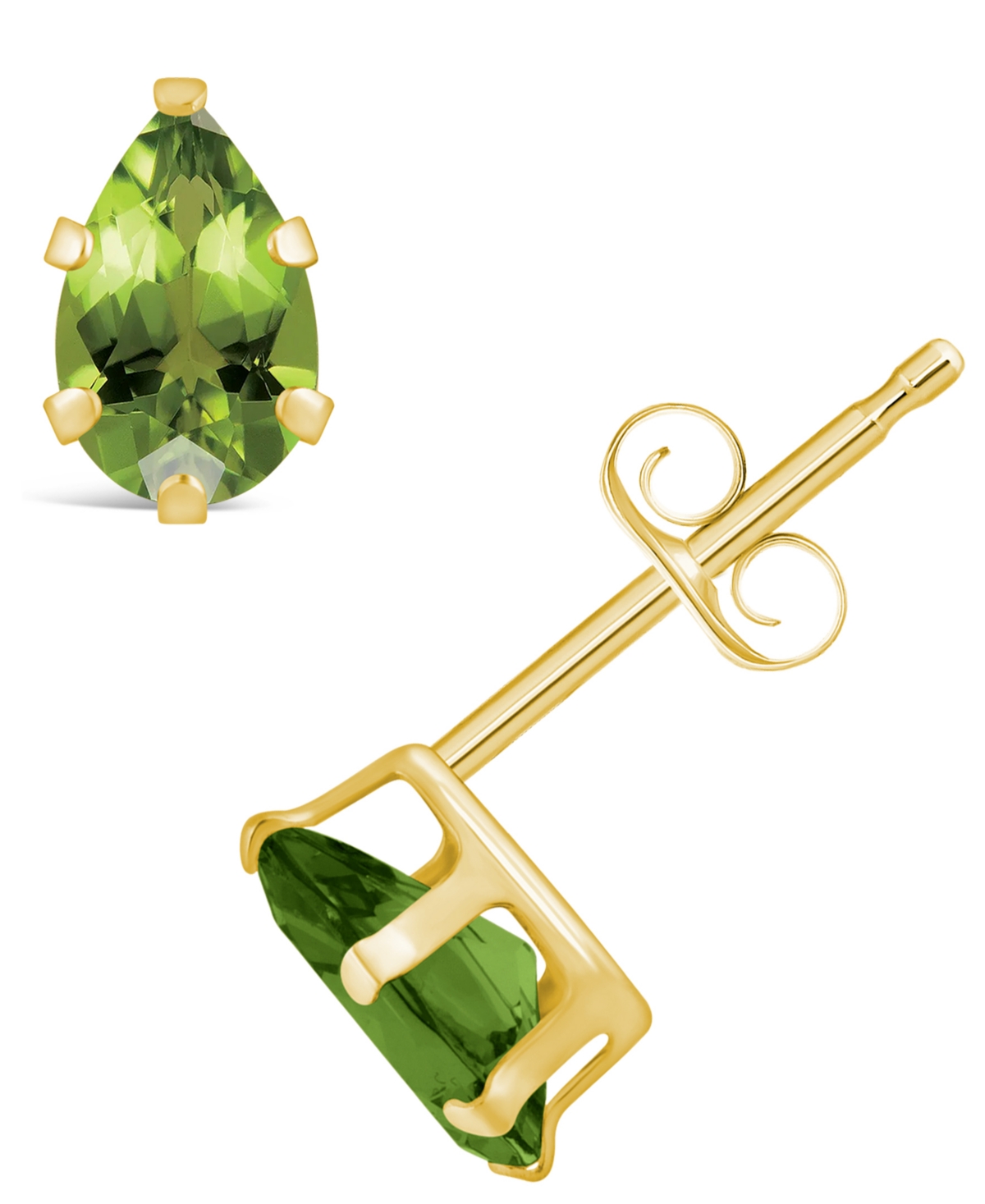 Macy's Gemstone Stud Earrings In 10k Yellow Gold In Peridot