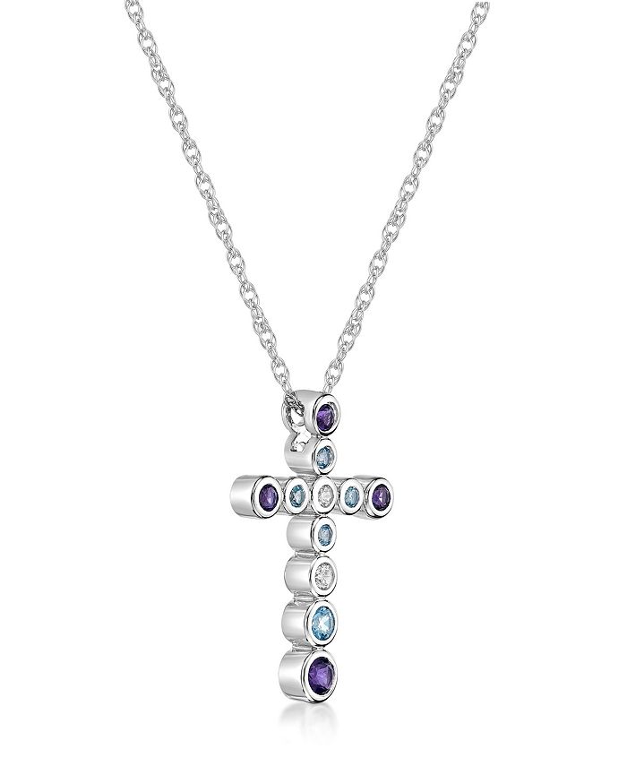 Macy's Sterling Silver modern 3/4 (ct. t. w.) MultiGemstone Bezel Set
