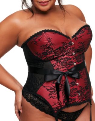 Plus Size Jasmine Boned Strapless Corset & Thong Set