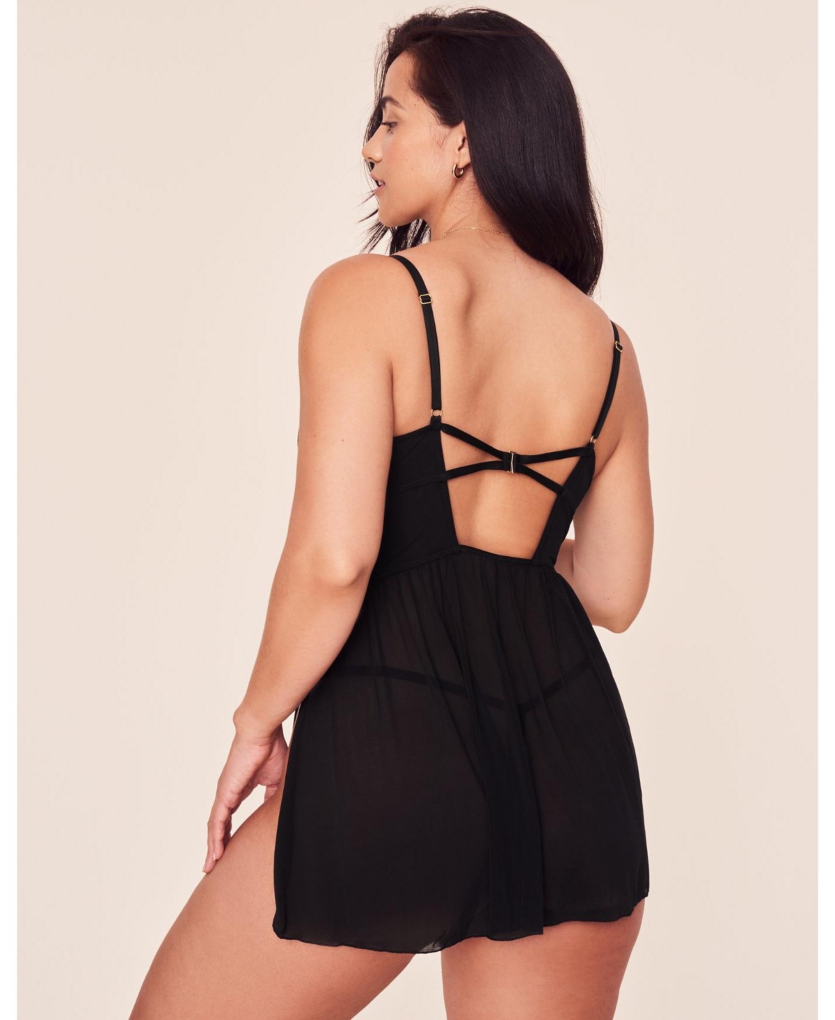 Adore Me Plus Size Rae Unlined Babydoll & G-String Set Lingerie