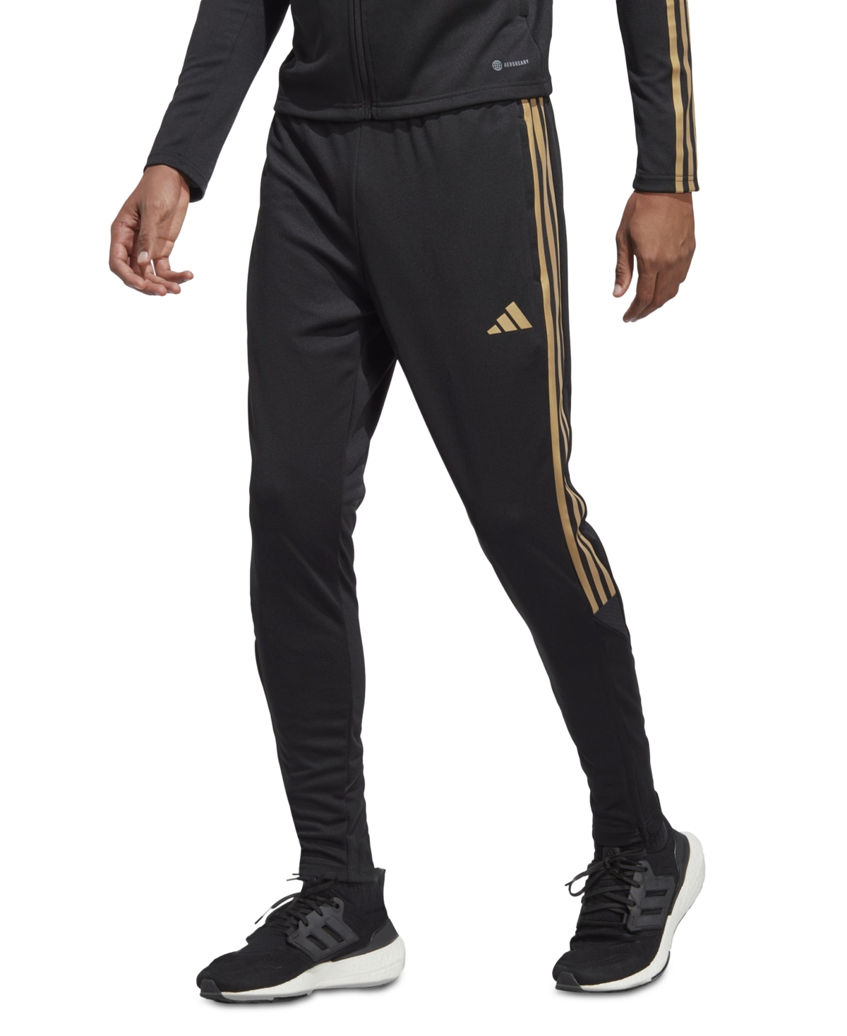 Adidas Originals Adidas Three-stripe Track Pants In Black/gold | ModeSens