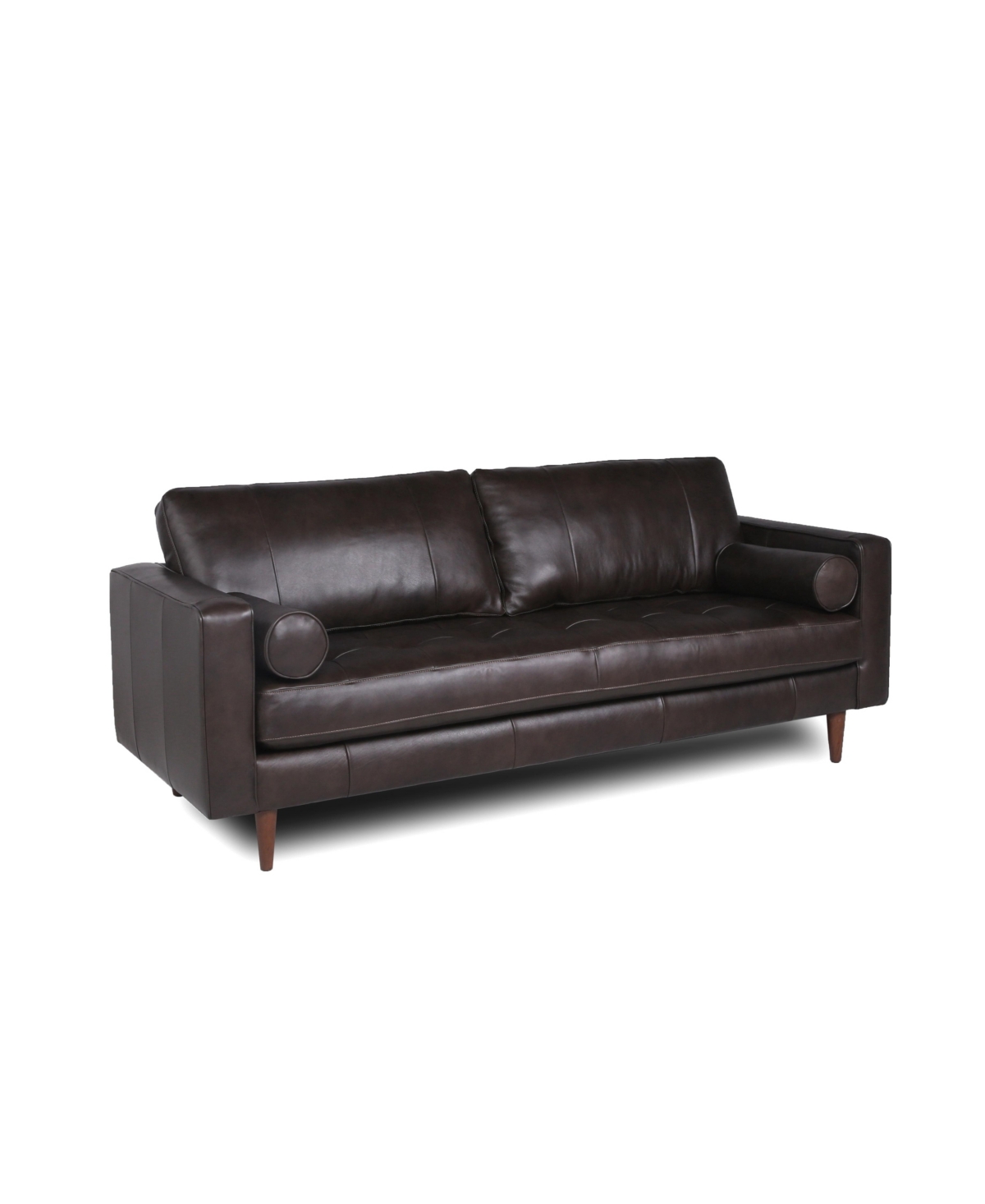 Nice Link Maebelle Leather Sofa With Tufted Seat And Back In Brown