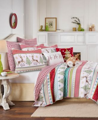 Comet & Cupid Folk Christmas 2-Pc. Sham Set, European