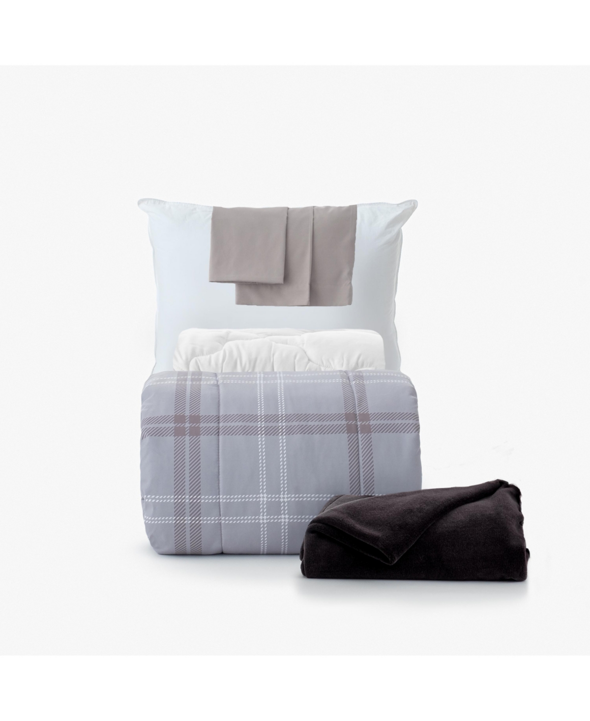 Ocm 7-piece College Dorm Bedding Bundle In Twin Xl Size In David Gray