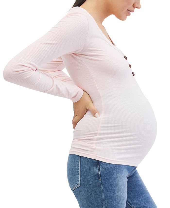Motherhood Maternity Ribbed Knit Henley Maternity Top Macy's