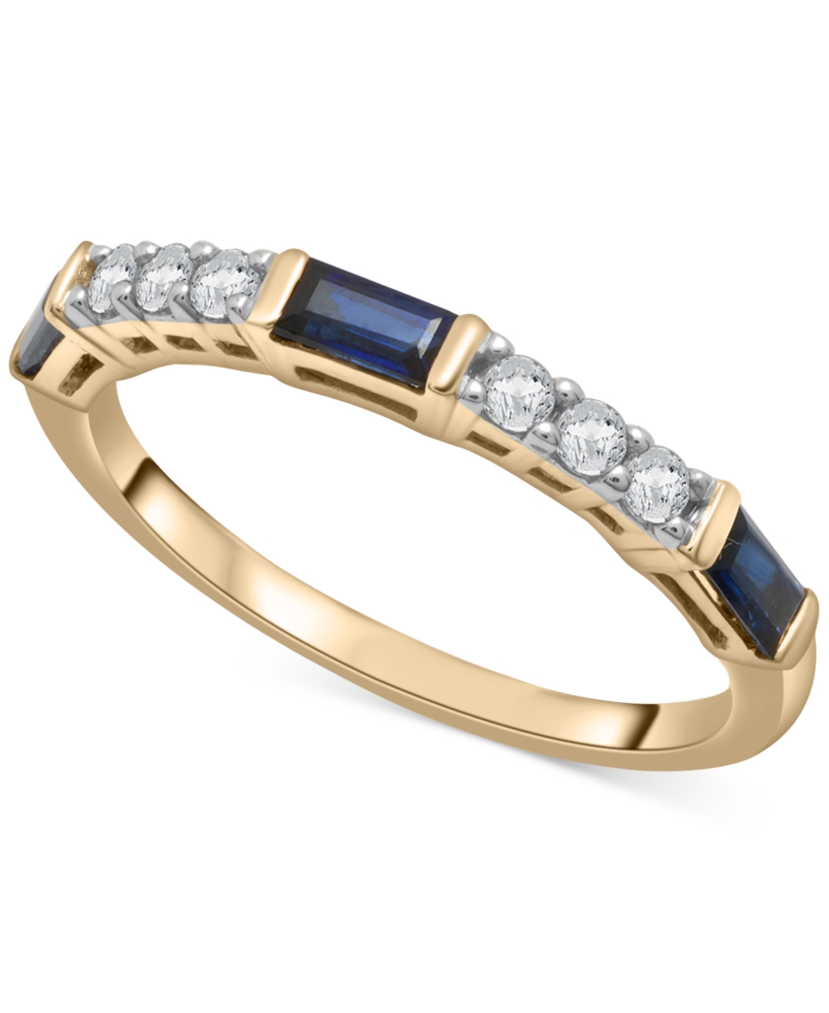 Lab-Grown Blue Sapphire (3/8 ct. t.w.) & Lab-Grown White Sapphire (1/5 ct. t.w.) Stack Ring in 14k Gold-Plated Sterling Silver - Sapphire