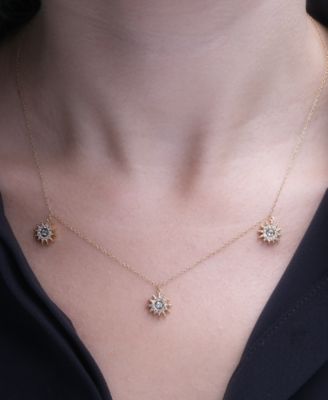 London Blue Topaz (1/10 ct. t.w.) & Lab-grown White Sapphire (1/3 ct. t.w.) Dangle Star Statement Necklace in 14k Gold-Plated Sterling Silver, 16" + 2" extender