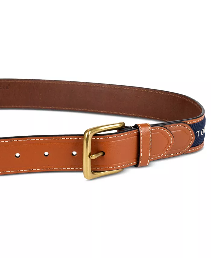 Men's Tri-Color Ribbon Inlay Leather Belt - thumbnail 3