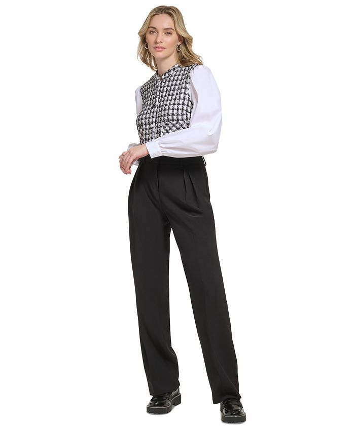 Calvin Klein Women's Mixed Media Cropped LongSleeve Jacket & Reviews