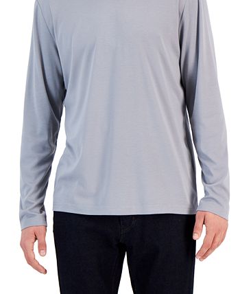 Alfani Alfatech Long Sleeve Crewneck T-Shirt, Created for Macy's - Macy's