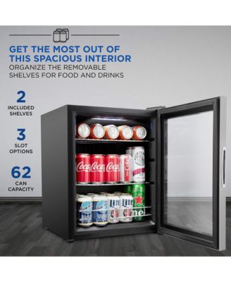 62 Can Small Refrigerator & Beverage Cooler, Stainless Steel