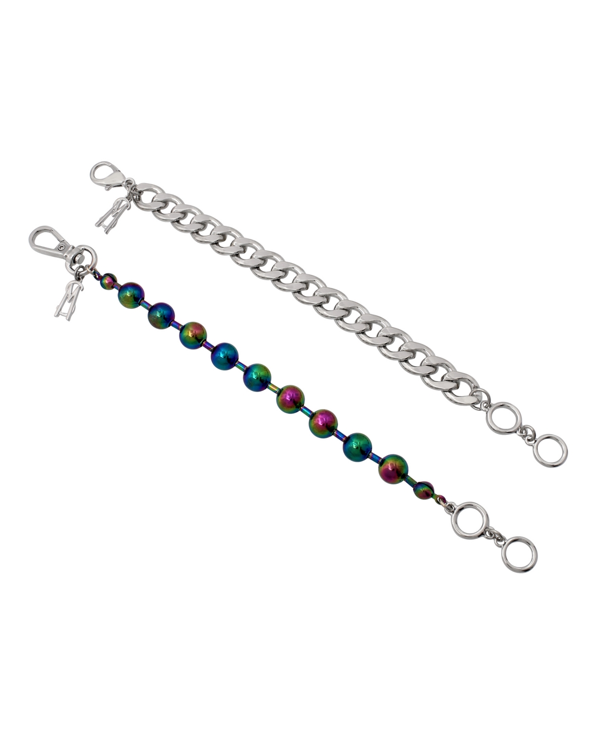 Steve Madden Ball Chain And Curb Chain Bracelet Set In Oil Slick
