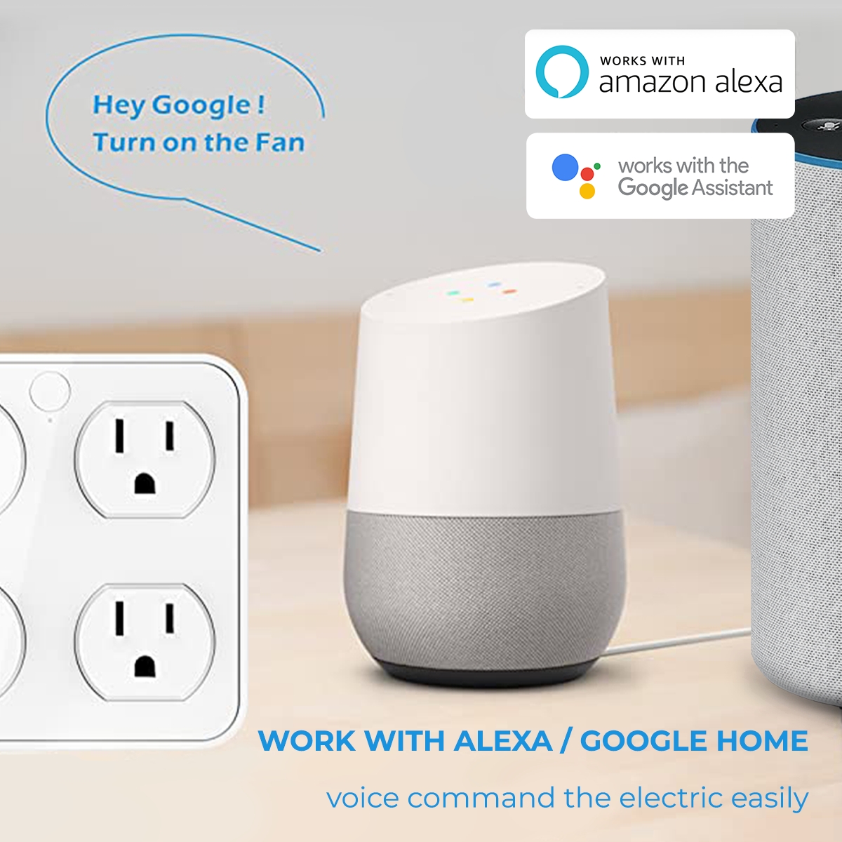 Smart WiFi Wall Tap Smart Plug (4 Outlets, 4 Usb Charging Ports)