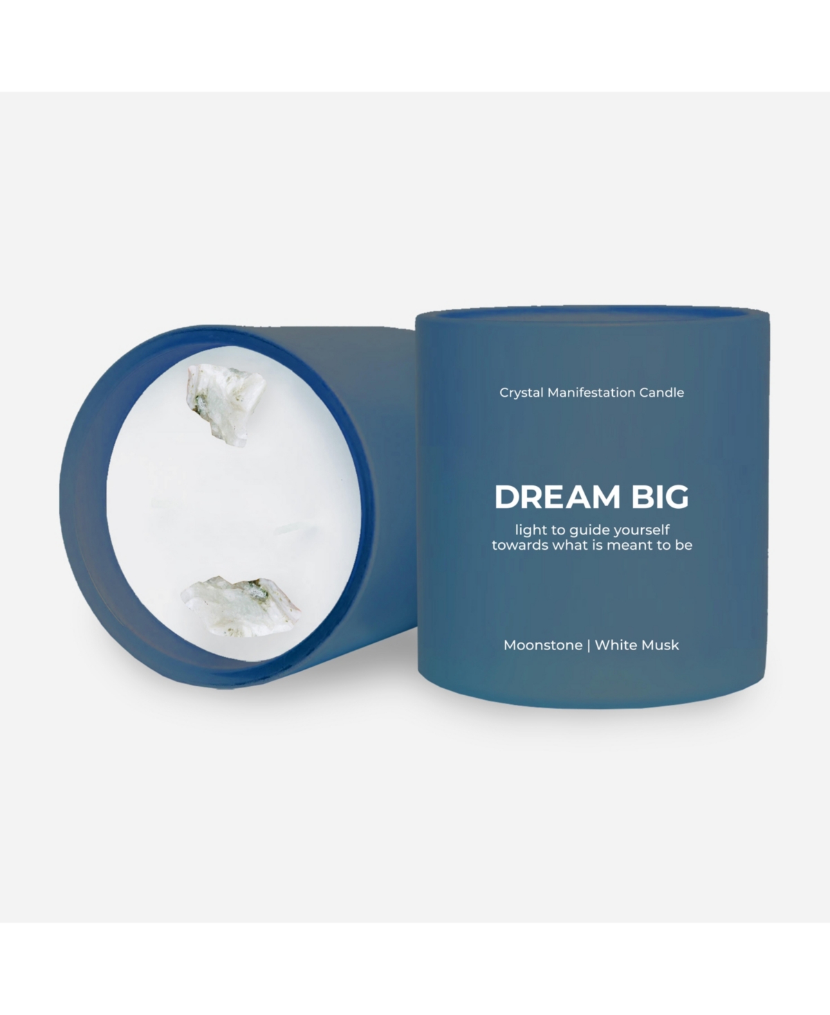 Jill & Ally Dream Big White Musk Scented with Moonstone Crystal Manifestation Candle