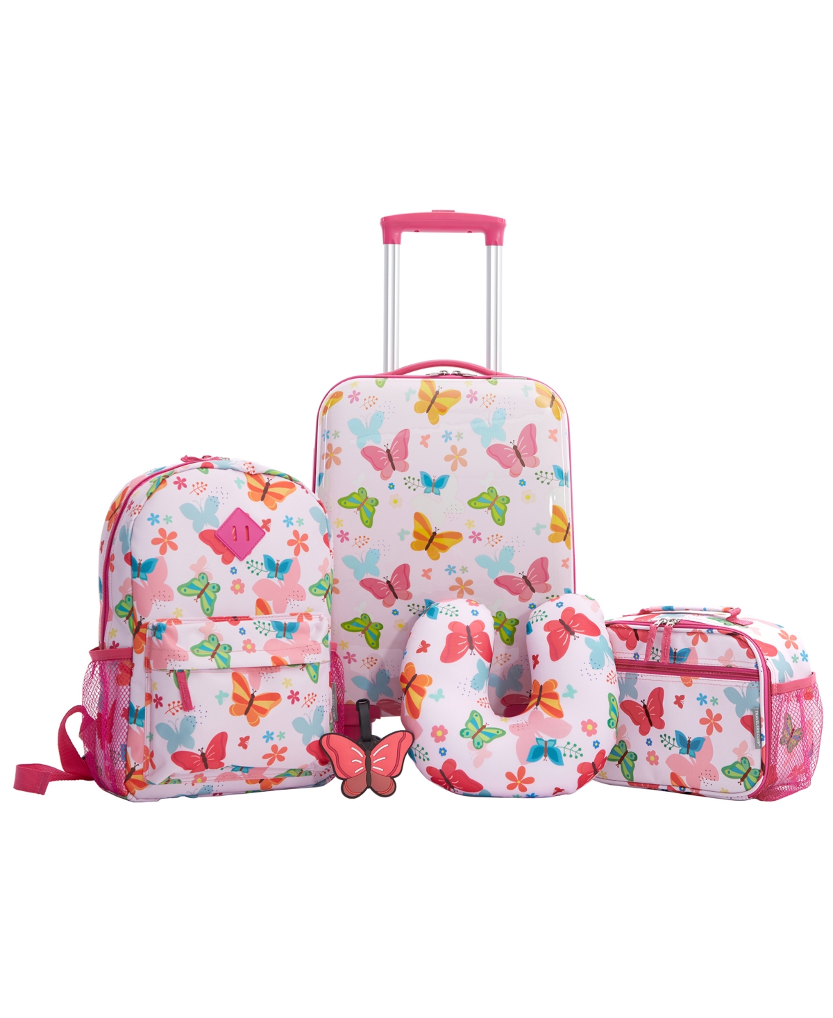 Travelers Club Kid's Hard Side Carry-on Spinner 5 Piece Luggage Set In Butterfly
